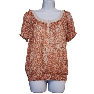 Apt 9 Womens Pullover Blouse Size S Orange Beige Chiffon Inner Camisole Top